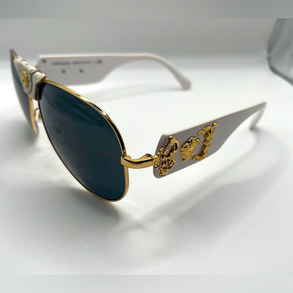 Versace White and Gold Aviators Women’s Sunglasses Discontinued